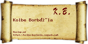 Kolbe Borbála névjegykártya